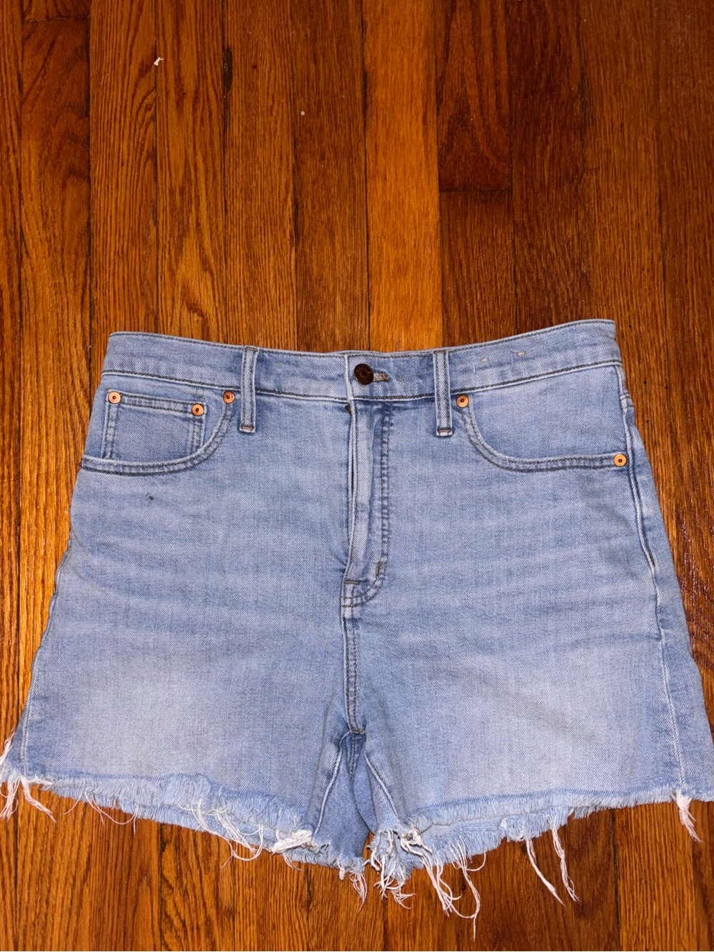 Madewell High Rise Denim Shorts Frayed Hem Light Wash 29 Cotton